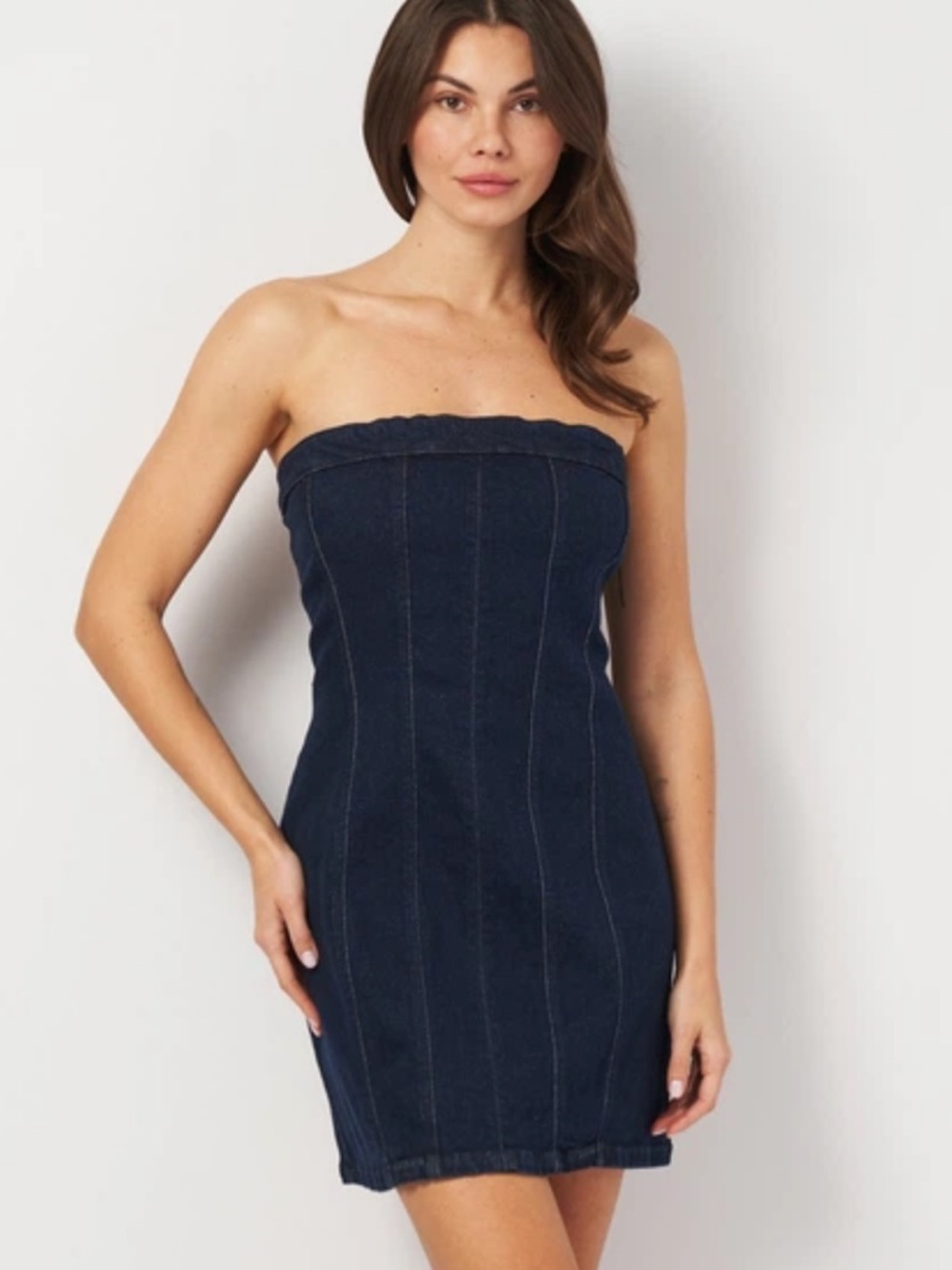 Zara DENIM CORSET DRESS. Blue. Size XS. New with Tags.